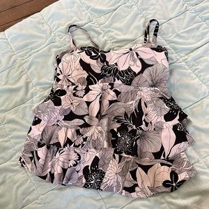 Island Escape Black and White Tiered Swimsuit Top